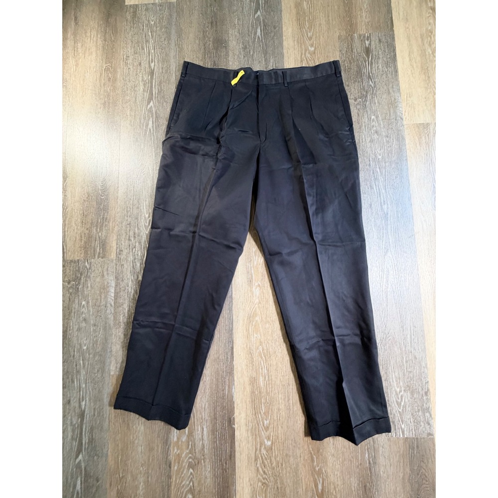 Dockers Pleated Dress Pants Mens 40x32 Black Cuffed 100% Polyester Trousers